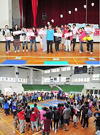 兒童發展篩檢暨寶寶爬爬樂、搬搬樂競賽12日上午於南竿體育館活力登場,吸引近百對親子前往一較高下,最後由局長謝春福頒獎表揚表現優秀的孩子。(圖/文:曹重偉)