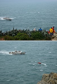 疑似南竿牛角嶺優毅修車廠老闆高嘉宏15日上午在東引小紫澳附近落海,海巡仍未尋獲蹤影。(圖:陳其敏)