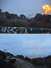 　馬防部南北竿、莒光部隊同步實施聯信操演，數十門火砲齊發，重砲威力震撼馬祖天際。（圖／文：馮紹夫）