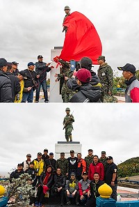 　「高登之光」汪喜田雕像20日舉辦簡單隆重的揭幕儀式，讓整個重塑活動功德圓滿。（圖：高登退除役官兵聯誼會）
