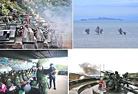 　陸軍東引地區指揮部實施「聯信火砲射擊操演」，震撼力十足，展現國軍平時戰訓成果。（圖：東引指揮部、陳其敏）