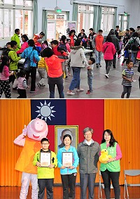 連江縣衛生福利局「2017愛在一起守護您-婦女福利宣傳」系列活動圓滿落幕,局長謝春福頒獎表揚「愛、一起彩繪的夢」繪畫比賽獲獎選手,現場還舉辦全家一起總動員闖關遊戲,動物明星「佩佩豬」與大家親切互動,讓親子們度過歡樂的一天。(圖/文:曹重偉)