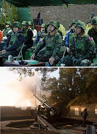 (上圖)指揮官陪同劉增應縣長與副總長視導聯信操演。(下圖)240榴彈砲射擊。(圖/文:翁正坤)