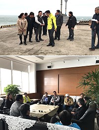 縣長劉增應、議長張永江及連江航業董事長林德建等一行人29日前往莒光,針對莒光之星首航日期、西莒示範住宅用地、東莒碼頭一期的工程進度及二期工程的施作方向,表示關切與進行了解。(圖/文:宋幸儒)