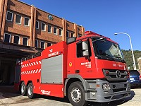 　消防局為北竿汰換一部全新10噸級消防車，日前運抵北竿分隊加入救災行列。（圖文：陳鵬雄）