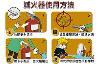 　滅火器第一時間救火最重要！連江縣消防局近期加強宣導滅火器操作要領，提醒軍民鄉親熟記滅火器4字訣：「拉、瞄、壓、掃」，讓您使用一次就上手！（圖：連江縣消防局）
