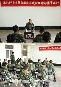 (上圖)指揮官實施開訓精神講話。(下圖)指揮官逐一詢問新科少尉對未來工作認知。(圖/文:謝承翰)