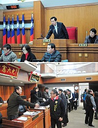議長張永江敲下議事槌,象徵縣議會第6屆第6次定期大會圓滿劃下句點;縣府官員們紛紛起身向議員們握手致意,感謝支持與指教。(圖/文:曹重偉)