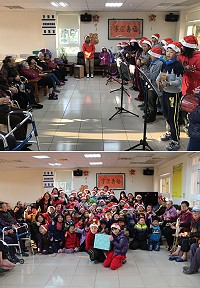 仁愛國小歲末親子感恩活動,20日前往大同之家關懷長輩,並在皇亞餐廳舉辦慶生會、親子圍爐餐會。(圖/文:吳嘉榮)