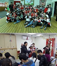 　南竿公托中心聖誕活動寶寶開心參加聖誕Party，議長張永江代表贈送現場家庭每人1份聖誕禮物。（圖：南竿公托中心提供）