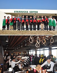 統一星巴克開幕,吸引大批民眾上門,門庭若市盛況空前。(圖/文:馮紹夫)