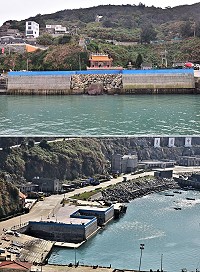 東引白馬尊王廟前的海岸填埋大量土石方造地,建成新型態的水岸休閒廣場。(圖/文:陳其敏)