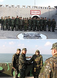 (上圖)副總長執行官與菜浦沃據點弟兄合影。(下圖)副總長執行官慰問官兵辛勞。(圖/文:葉峻廷)