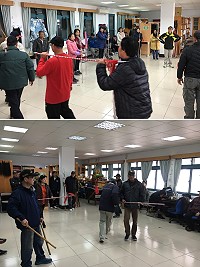 芹壁素人京劇團利用本週末展開馬祖地區最後一次排練,演員們各個全力以赴。(圖:芹壁天后宮管委會)