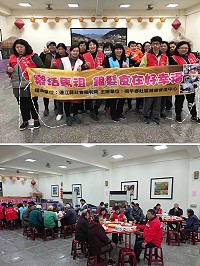 響應佛教的臘八粥活動精神,復興村關懷據點21日上午舉辦幸福馬祖高齡有愛銀髮族活動-臘八粥共餐,老人家們齊聚享用美食,氛氛和樂。(圖/文:曹重偉)