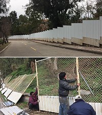 仁愛地號147住宅區進行邊坡圍籬工程,廠商建議開放畫家或學生創作。(圖/文:馮紹夫)