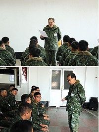 上圖:副主任主持「新兵心輔座談」。下圖:副主任關懷新兵到部適應狀況。(圖/文:吳俊霖)