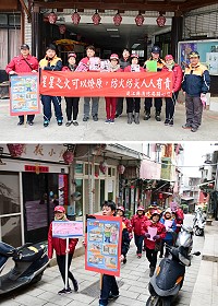 為加強春節期間用火用電安全,消防局南竿分隊、介壽分隊結合鳳凰志工隊姐妹們,3日上午冒著低溫前往仁愛村進行年節平安宣導,希望大家平平安安過好年。(圖/文:曹重偉)