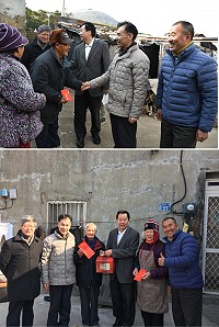 　年關近，府會首長提前向北竿鄉親賀新年並發放年長者春節慰問金及年菜禮盒。（圖／文：陳鵬雄）