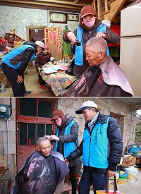 年關將近,莒光社區健康營造中心到府訪視及義剪,讓長者覺得很窩心。(圖/文:宋幸儒、莒光社區健康營造中心)
