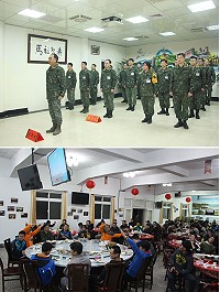 上圖:馬防部祭祖活動。下圖:防區官兵共同歡度除夕夜。(圖/文:謝承翰)