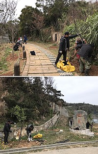 　縣府產發處及莒光鄉公所再度為西莒環境綠美化注入新力，種植山櫻花、梅樹及蒲葵，希望明年春天能成為春意盎然之島。（圖／文：宋幸儒）