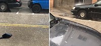 春天氣候瞬息萬變,北竿5日上午出現約5分鐘的冰雹雨。(圖/文:陳鵬雄)