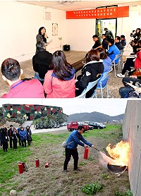 文化資產防災演練暨研習課程17日下午在勝利堡活力登場,學員先後學習防災主要觀念及滅火器使用,並進行災時緊急狀況演練。(圖/文:曹重偉)