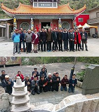 大陸福州閩侯縣楊公八使宮李章棟主委一行北竿進香,在后澳楊公八使陵園前虔誠跪拜。(圖:陳貴忠提供)