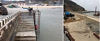 莒光議員陳貽斌關切東莒碼頭工程進度特地前往了解,預計完工日前完成北堤防弦材的安裝,以求安全。(圖/文:宋幸儒)