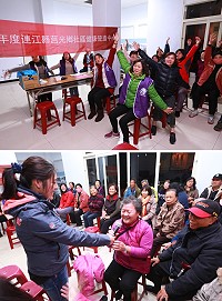 莒光社區健康營造中心辦理「保命防跌講座」,透過問答加深鄉親對防跌常識的印象及實作防跌運動,訓練肌力與平衡力。(圖:宋幸儒、莒光社區健康營造中心)