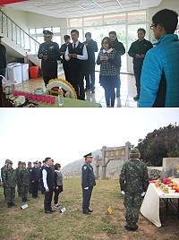 東引地區107年春祭祭典,鄉長楊雲成、指揮官陳明華率軍民代表向先人先賢英靈致敬,表達永恆的追思。(圖:東引鄉公所)