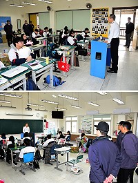 國軍志願士兵招募前進校園!海軍艦隊指揮部副指揮官李世強少將來馬向學子們宣傳,鼓勵參加志願士兵甄選,賺進人生第一桶金。(圖/文:曹重偉)