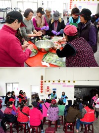 　迎接清明佳節，南竿社區健康營造中心3月31日下午特在五靈公廟活動中心舉辦古早味點心草仔粿手作課程，吸引滿座老人家前往聆聽，玩得相當開心。（圖／文：曹重偉）