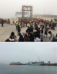 　清明連假開始，首日馬祖海空交通受濃霧影響，臺馬之星、臺馬輪雙船發揮功能，載運旅客往返台馬。（圖／文：馮紹夫）