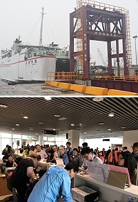 馬祖濃霧空中交通全面中斷,合富輪、臺馬輪雙開共疏運554人。(圖/文:馮紹夫)