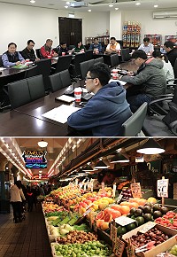 　介壽獅子市場改善工程會議18日舉行，檢討各項計畫執行情形並邀請民政處長王建華分享參訪美國西雅圖派克市場經驗。（圖：王建華、吳嘉榮）