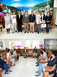 地區醫療體系添新血!他們分別是婦產科醫師邱方榆(左一)、醫檢師陳建中(右二)、藥師劉增駿(右三)、護理師周治頊(左二)。縣長劉增應勉勵這批生力軍能貢獻所學,為家鄉醫療發展盡份心力。(圖/文:曹重偉)