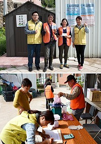 　幸福島嶼資收站試營運，共核發幸福存摺60份，工作人員親切勉勵依公、依嬤再接再厲，持續收集馬上就可以換到想要的物品。（圖／文：曹重偉）