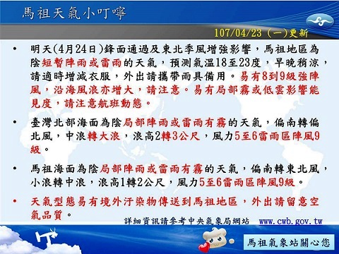 馬祖氣象站提供