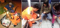 欣賞藍眼淚熱潮造成數名遊客受傷,岸巡協助服務。(圖:海岸巡防署北部地區巡防局第一○海岸巡防總隊)