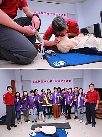 莒光社健中心及東莒消防分隊聯合舉辦CPR教學及防溺宣導活動,東莒消防分隊曹立志現場教授心肺復甦術技巧及正確施作流程。(圖:蔡夢玲、莒光社區健康營造中心)