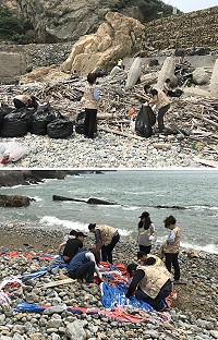 響應世界地球日及適逢2018海灣旅遊年,馬管處28日辦理大漢據點淨灘活動。(圖/文:吳嘉榮)
