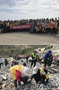 迎接旅遊旺季,莒光鄉公所、莒光守備大隊及田澳社區發展協會共同辦理「莒光鄉擴大淨灘暨推廣環保教育宣導活動」,軍民合力恢復海岸線美麗風貌。(圖/文:宋幸儒)
