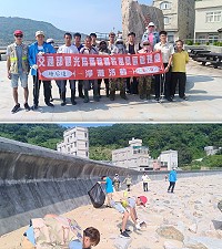 馬管處與北竿鄉公所18日聯合舉辦淨灘活動,清理出漂流木、塑膠容器、保麗龍等海漂垃圾約150公斤。(圖:馬管處)
