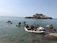 　中山國中獨木舟研習芹壁開划。（圖／文：陳鵬雄）