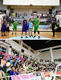 第15屆健康上籃冠軍戰由副縣長王忠銘開球,台啤對上三議隊打得精彩萬分,全場觀眾拋出彩帶為兩隊精彩表現給予鼓勵。(圖/文:曹重偉)