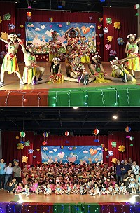 　北竿3校聯合畢業晚會7日登場，熱歌勁舞引爆塘岐中正堂。（圖／文：陳鵬雄）