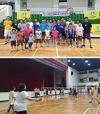　連江縣體育會羽委會羽球能力推廣班開課，大人、小孩體驗羽球樂趣。（圖：羽球委員會）