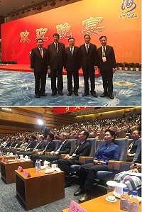 2018第10屆海峽論壇大會在開幕典禮前夕,5日晚間6時歡迎晚宴,大陸福建省長唐登杰(上圖中)、大陸海協會長張志軍(上圖右2)與縣長劉增應、立委陳雪生、議長張永江會面合影,並熱情邀請訪問馬祖暨論壇6日廈門開幕,劉增應安排第1排座位,劉右邊為張志軍。(圖:本報資料圖)